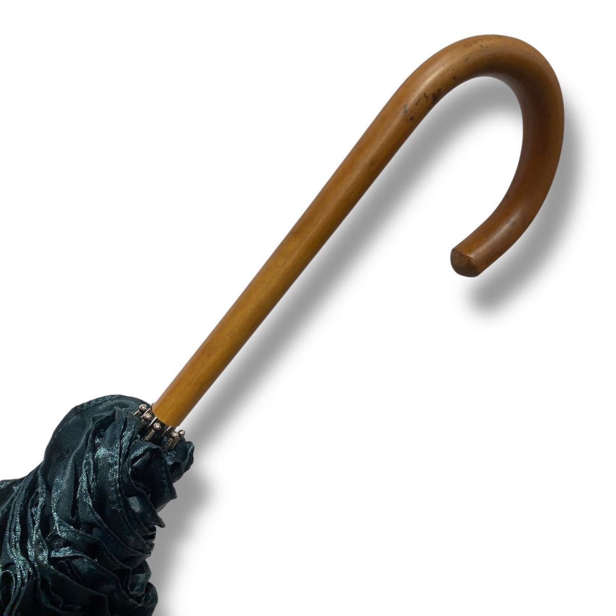Ombrello classico stile 800 manico in Canna di Malacca lunga tessuto lucido lavorazione artigianale Ombrelli Domizio dal 1989 Made in Italy - Pelletteria Domizio