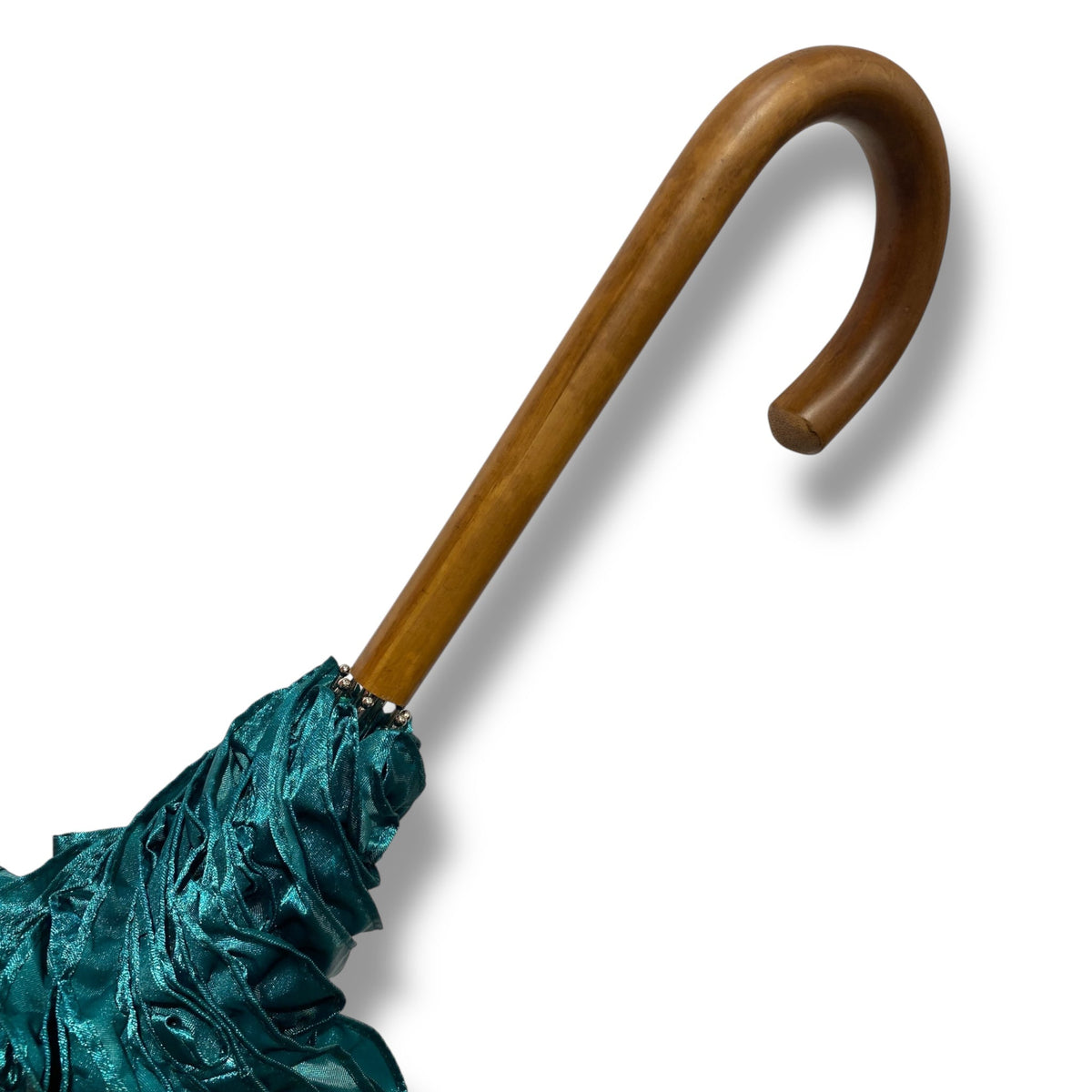Ombrello classico stile 800 manico in Canna di Malacca lunga tessuto lucido lavorazione artigianale Ombrelli Domizio dal 1989 Made in Italy - Pelletteria Domizio