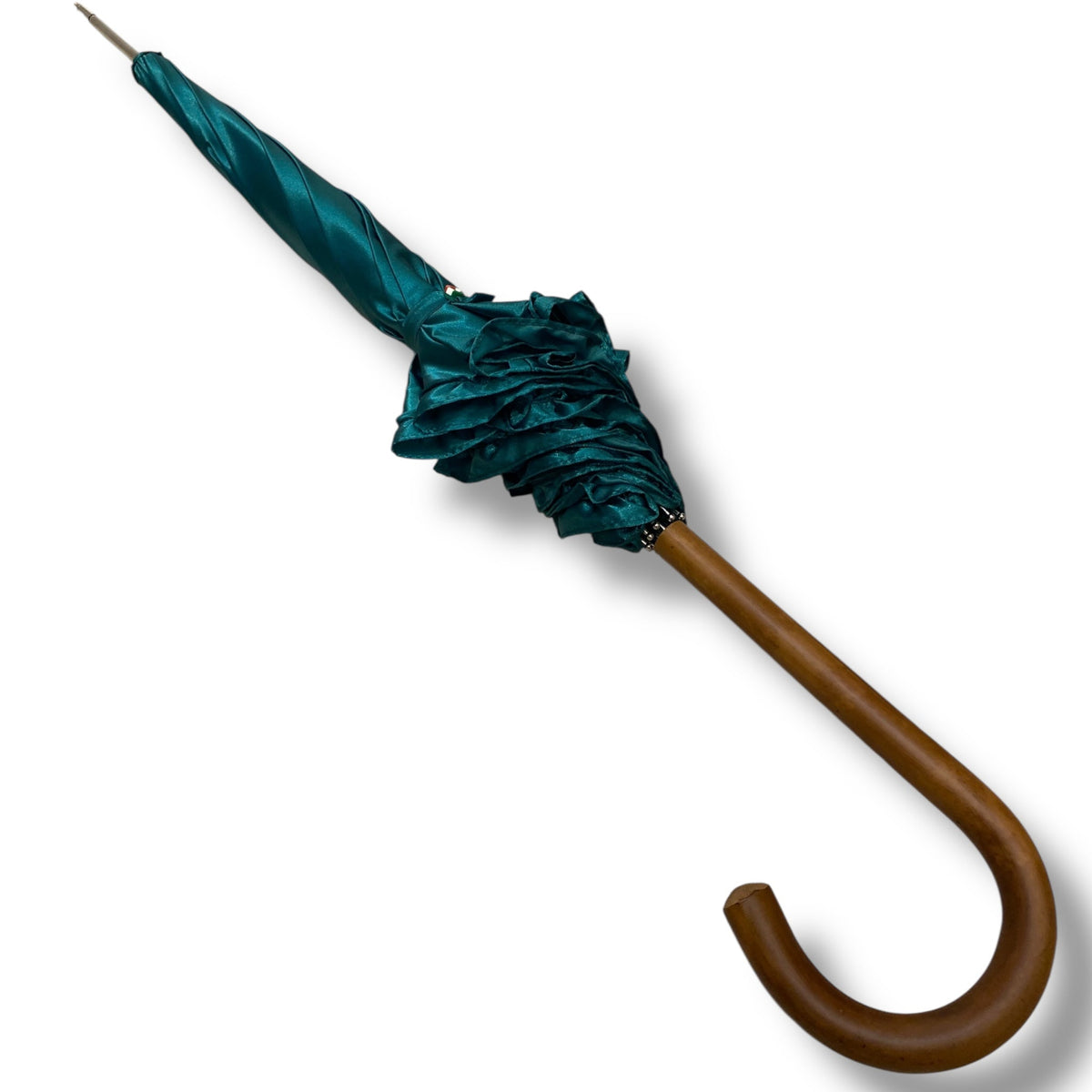 Ombrello classico stile 800 manico in Canna di Malacca lunga tessuto lucido lavorazione artigianale Ombrelli Domizio dal 1989 Made in Italy - Pelletteria Domizio
