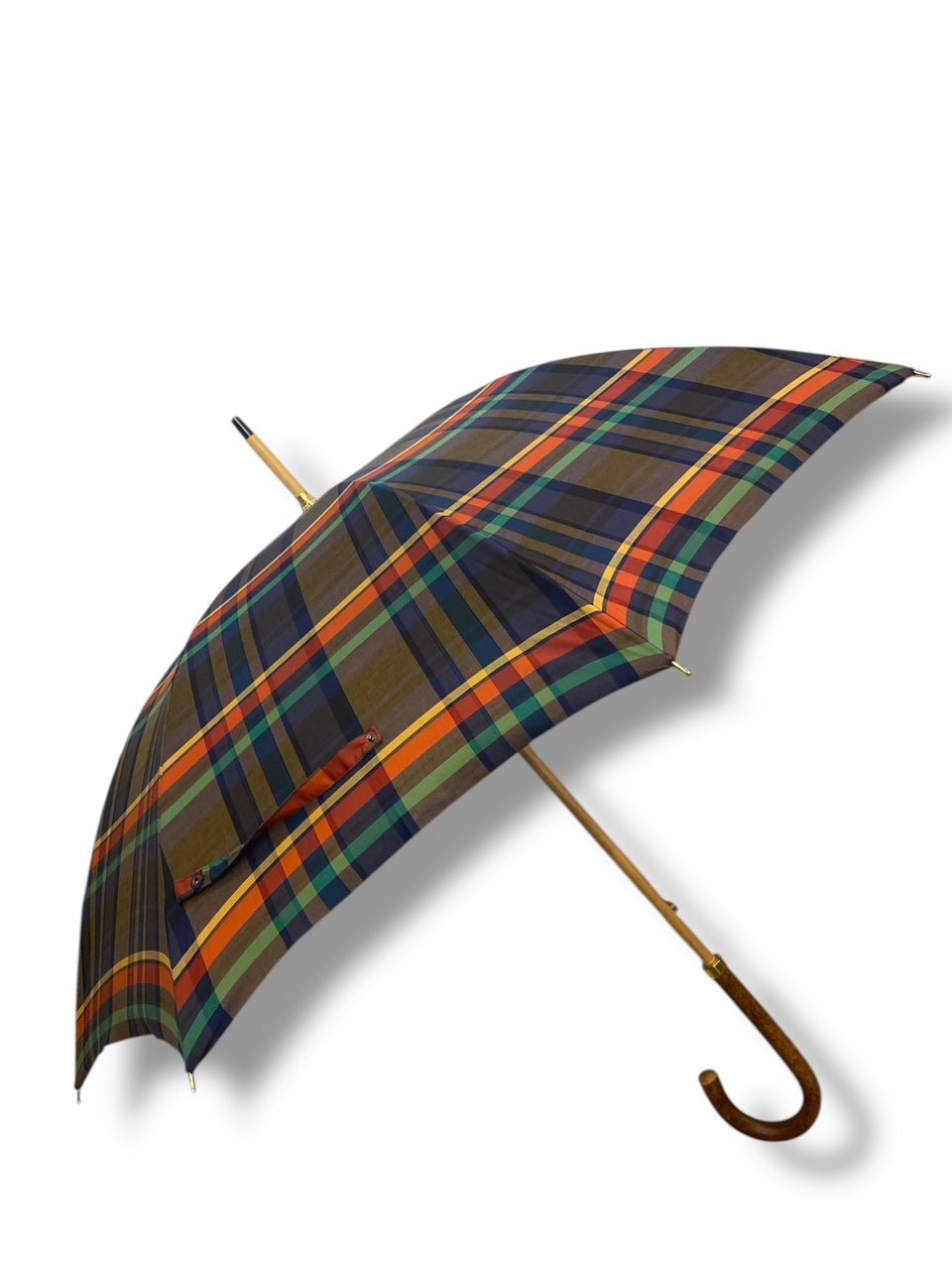 Ombrello classico unisex manico in Canna di Malacca tessuto cotone resinato - Pelletteria Domizio