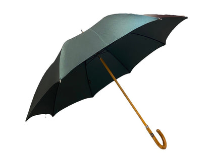 Ombrello classico unisex Verde scuro lucido manico in Canna di Malacca. Lavorazione artigianale Ombrelli Domizio dal 1989 Made in Italy - Pelletteria Domizio