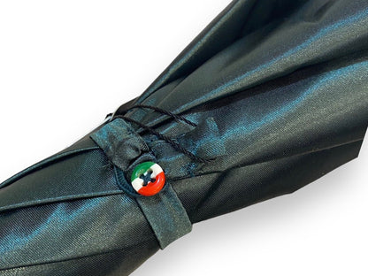 Ombrello classico unisex Verde scuro lucido manico in Canna di Malacca. Lavorazione artigianale Ombrelli Domizio dal 1989 Made in Italy - Pelletteria Domizio