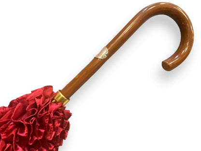 Ombrello Donna "stile 800" Colore Rosso lucido manico in canna di Malacca lavorazione artigianale Ombrelli Domizio dal 1989 Made in Italy - Pelletteria Domizio