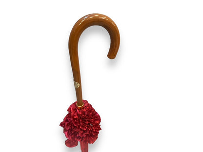 Ombrello Donna "stile 800" Colore Rosso lucido manico in canna di Malacca lavorazione artigianale Ombrelli Domizio dal 1989 Made in Italy - Pelletteria Domizio