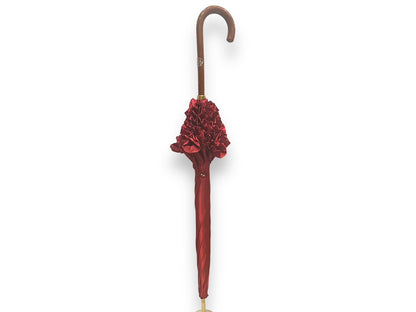 Ombrello Donna "stile 800" Colore Rosso lucido manico in canna di Malacca lavorazione artigianale Ombrelli Domizio dal 1989 Made in Italy - Pelletteria Domizio
