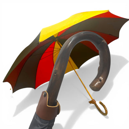 Ombrello il Gigante della Pioggia manico in Castagno 10 stecche fibra di carbonio - Pelletteria Domizio