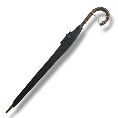 Ombrello in Canna di Bambù inero, 10 stecche in Fibra ,puntale in corno, lavorazione Artigianale Ombrelli Domizio dal 1989 - Pelletteria Domizio