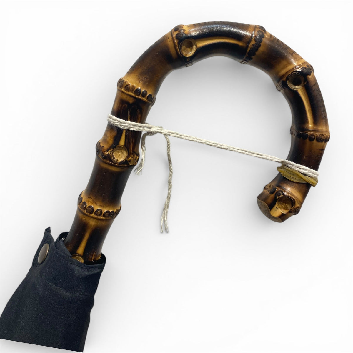 Ombrello manico in Canna di Bambù montato a collo d’oca asta 10 Stecche lavorazione Artigianale Ombrelli Domizio dal 1989 Made in Italy - Pelletteria Domizio