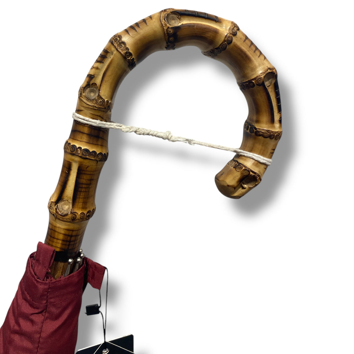 Ombrello manico in Canna di Bambù montato a collo d’oca asta faggio 20 mm 10 Stecche puntale corno - Pelletteria Domizio
