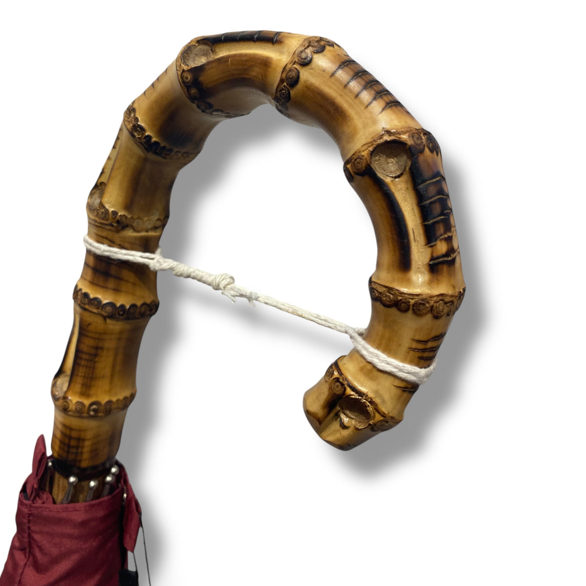 Ombrello manico in Canna di Bambù montato a collo d’oca asta faggio 20 mm 10 Stecche puntale corno - Pelletteria Domizio