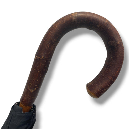 Ombrello manico in legno di Ciliegio montato a collo d’oca asta 10 Stecche lavorazione Artigianale Ombrelli Domizio dal 1989 Made in Italy - Pelletteria Domizio