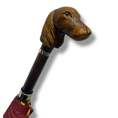 Ombrello manico in vetroresina effetto legno Cane 10 Stecche in F. carbonio Lavorazione artigianale Ombrelli Domizio dal 1989 Made in Italy - Pelletteria Domizio