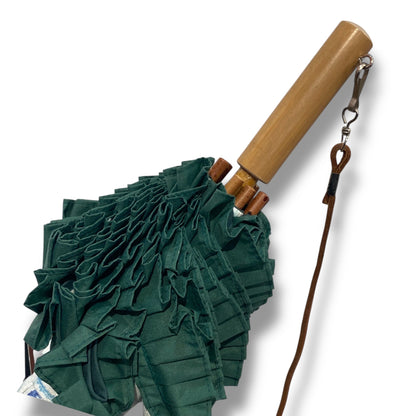 Ombrello Parasole 100% cotone manopola in Canna di Malacca tracolla cuoio lavorazione artigianale Ombrelli Domizio dal 1989 - Pelletteria Domizio