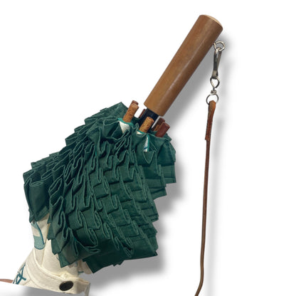 Ombrello Parasole 100% cotone manopola in Canna di Malacca tracolla cuoio lavorazione artigianale Ombrelli Domizio dal 1989 - Pelletteria Domizio