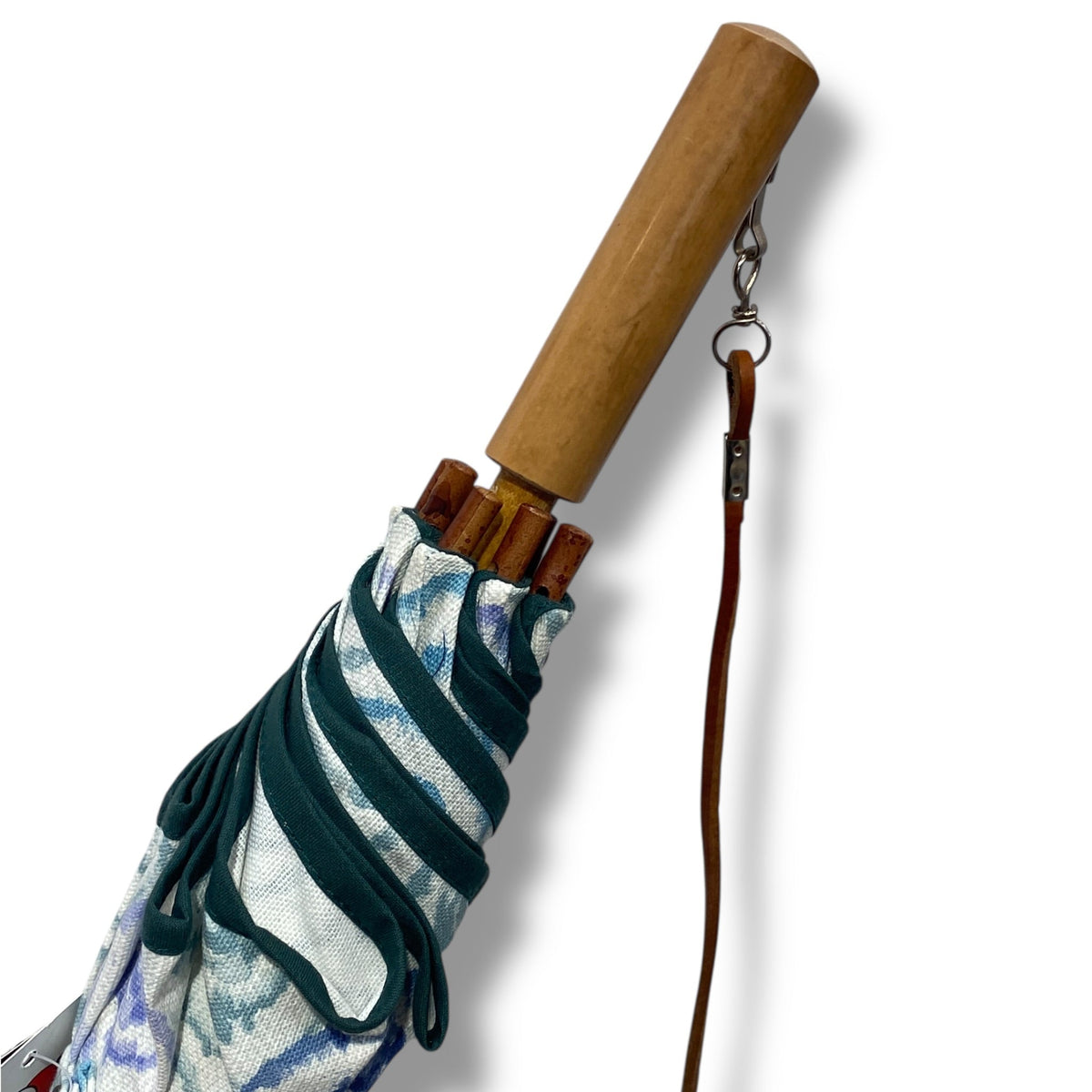 Ombrello Parasole 100% cotone manopola in Canna di Malacca tracolla cuoio lavorazione artigianale Ombrelli Domizio dal 1989 - Pelletteria Domizio