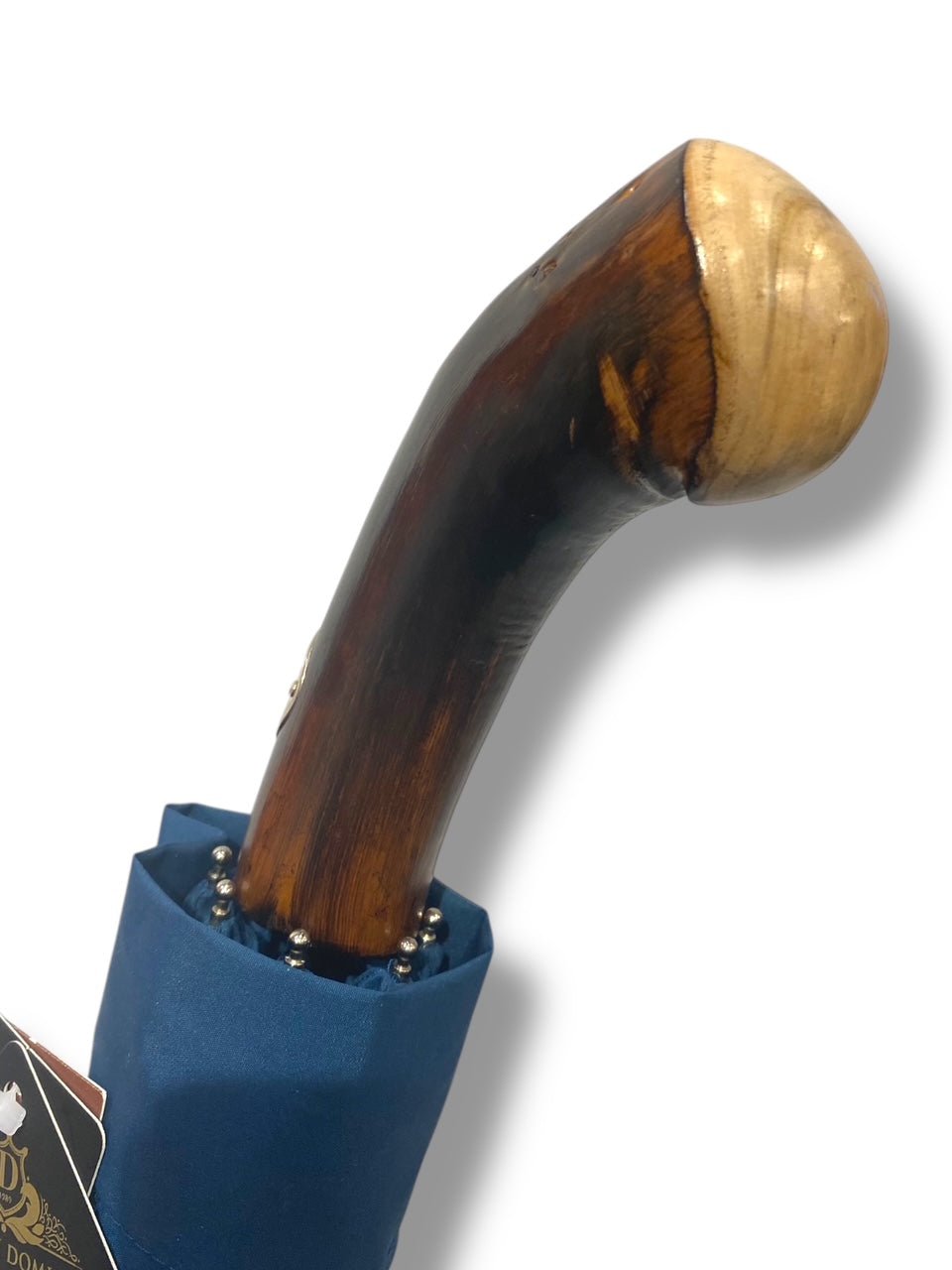 Ombrello telescopico struttura in acciaio apertura manuale Radice di Castagno - Pelletteria Domizio