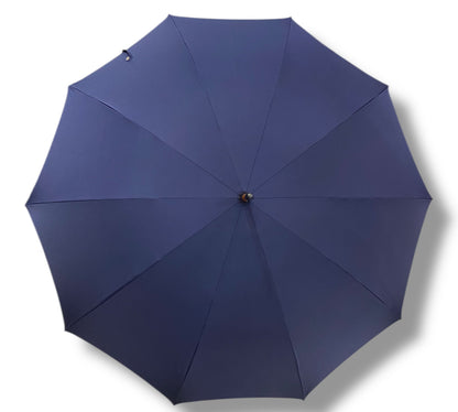 Ombrello uomo Classico manico in legno di Frassino 10 stecche coloreBlu Lavorazione Artigianale Ombrelli Domizio Made in Italy - Pelletteria Domizio