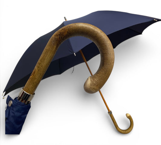 Ombrello uomo Classico manico in legno di Frassino 10 stecche coloreBlu Lavorazione Artigianale Ombrelli Domizio Made in Italy - Pelletteria Domizio