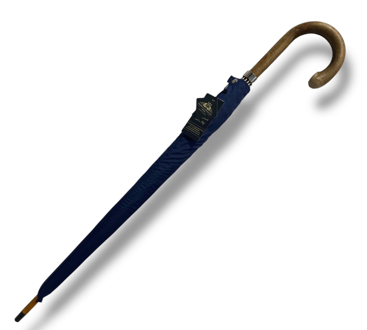 Ombrello uomo Classico manico in legno di Frassino 10 stecche coloreBlu Lavorazione Artigianale Ombrelli Domizio Made in Italy - Pelletteria Domizio