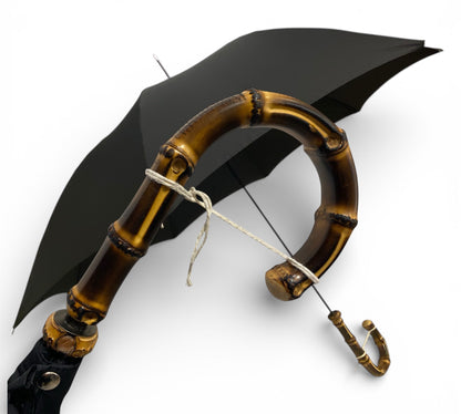 Ombrello uomo classico modello Spillo con manopola in Canna di Bambù lavorazione Artigianale Made in Italy Ombrelli Domizio dal 1989 - Pelletteria Domizio