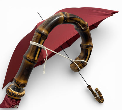 Ombrello uomo classico modello Spillo con manopola in Canna di Bambù lavorazione Artigianale Made in Italy Ombrelli Domizio dal 1989 - Pelletteria Domizio