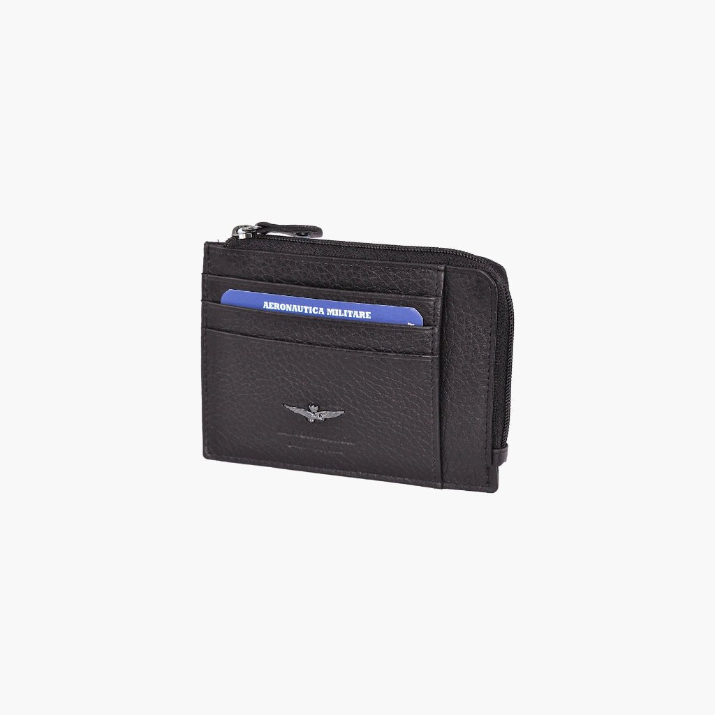 Portafoglio piatto con zip in pelle Soft AM 187 - Pelletteria Domizio